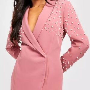 Petite Pearl Detail Blazer Dress